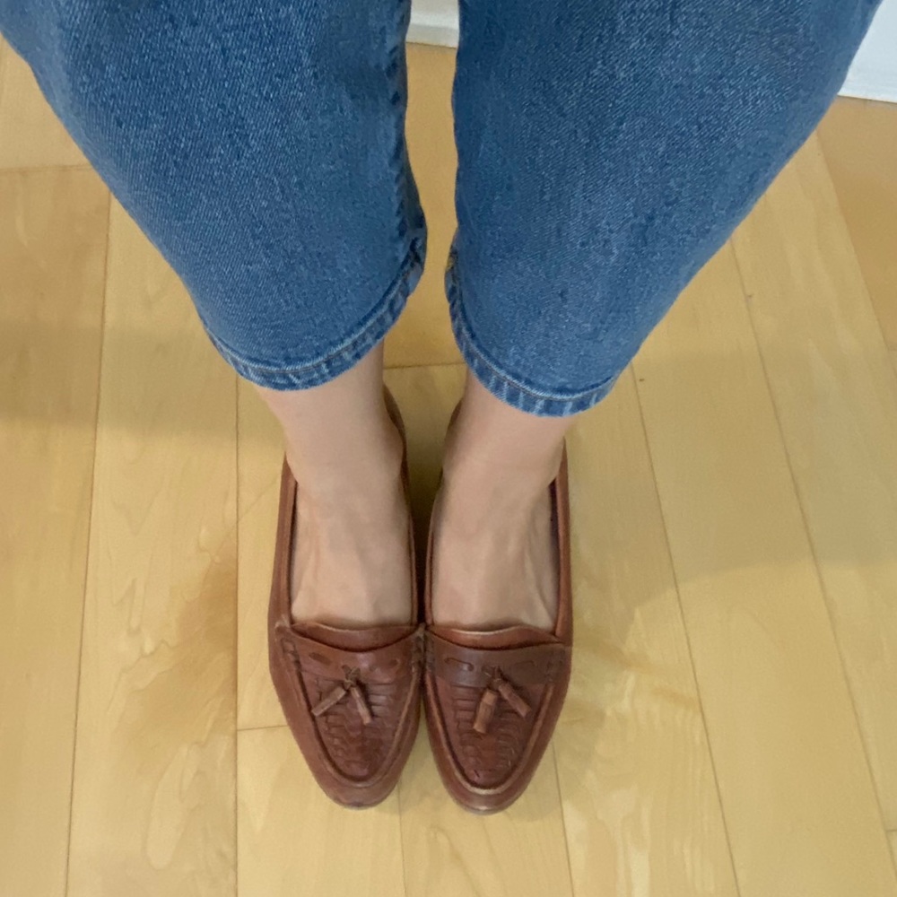 Vintage Leather Slight Heel Shoes
